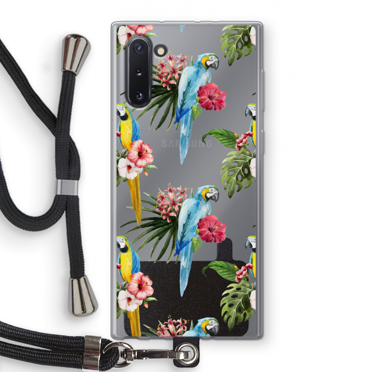 Kleurrijke papegaaien: Samsung Galaxy Note 10 Transparant Hoesje met koord