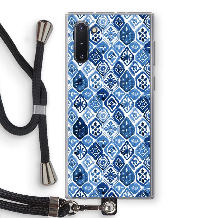 Blauw motief: Samsung Galaxy Note 10 Transparant Hoesje met koord