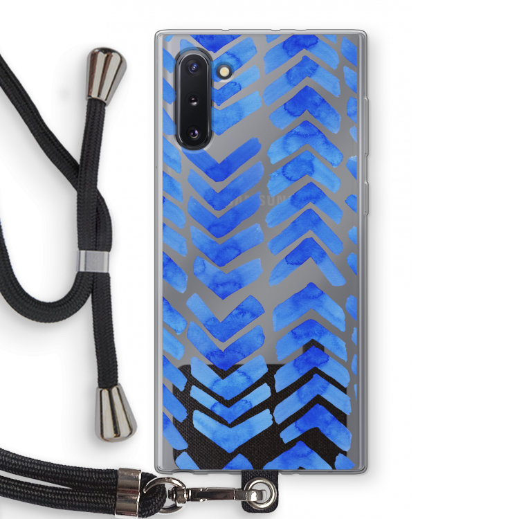 Blauwe pijlen: Samsung Galaxy Note 10 Transparant Hoesje met koord