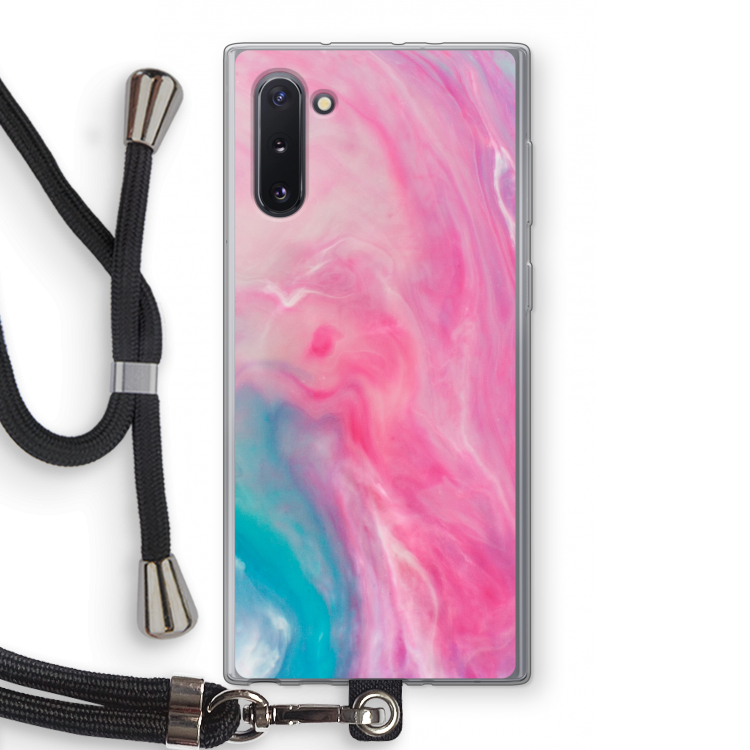 Roze explosie: Samsung Galaxy Note 10 Transparant Hoesje met koord