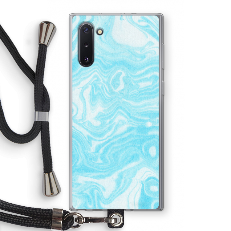 Waterverf blauw: Samsung Galaxy Note 10 Transparant Hoesje met koord