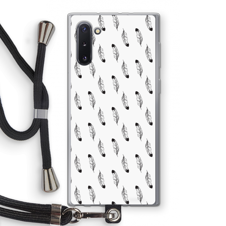 Pluimen: Samsung Galaxy Note 10 Transparant Hoesje met koord