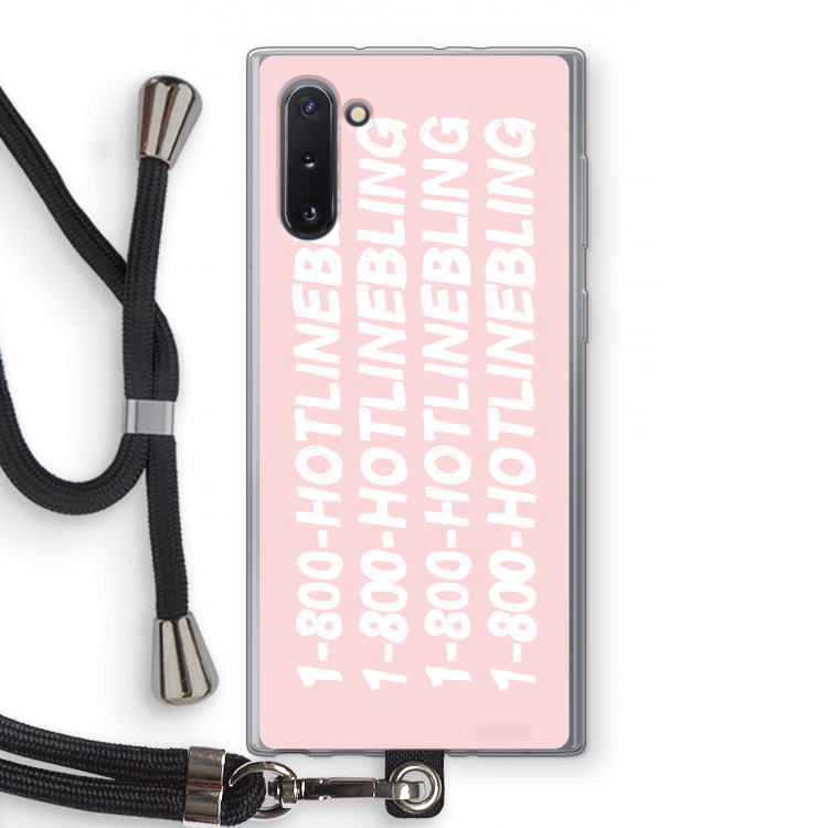 Hotline bling pink: Samsung Galaxy Note 10 Transparant Hoesje met koord