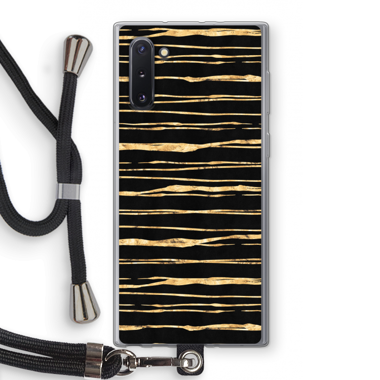 Gouden strepen: Samsung Galaxy Note 10 Transparant Hoesje met koord