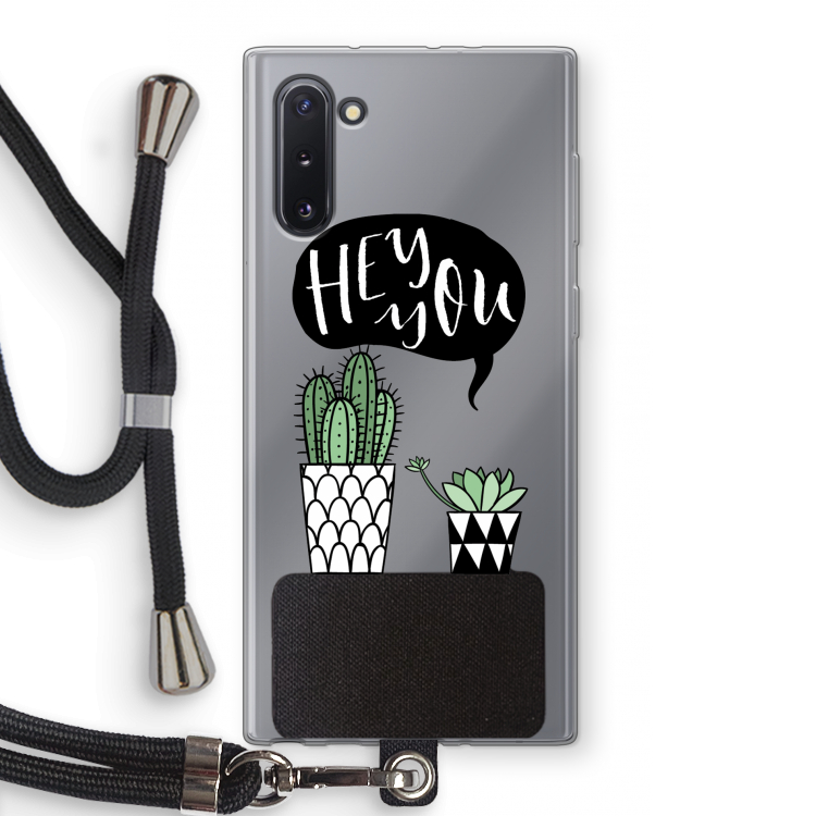 Hey you cactus: Samsung Galaxy Note 10 Transparant Hoesje met koord