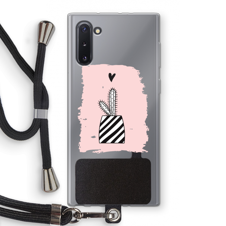 Zwart-wit cactus: Samsung Galaxy Note 10 Transparant Hoesje met koord