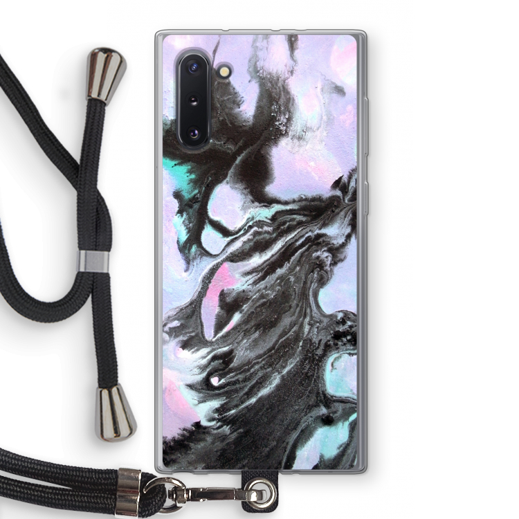 Pastel zwart: Samsung Galaxy Note 10 Transparant Hoesje met koord