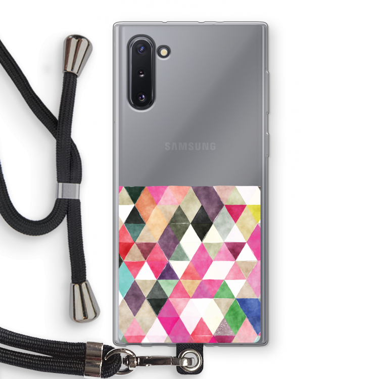 Gekleurde driehoekjes: Samsung Galaxy Note 10 Transparant Hoesje met koord