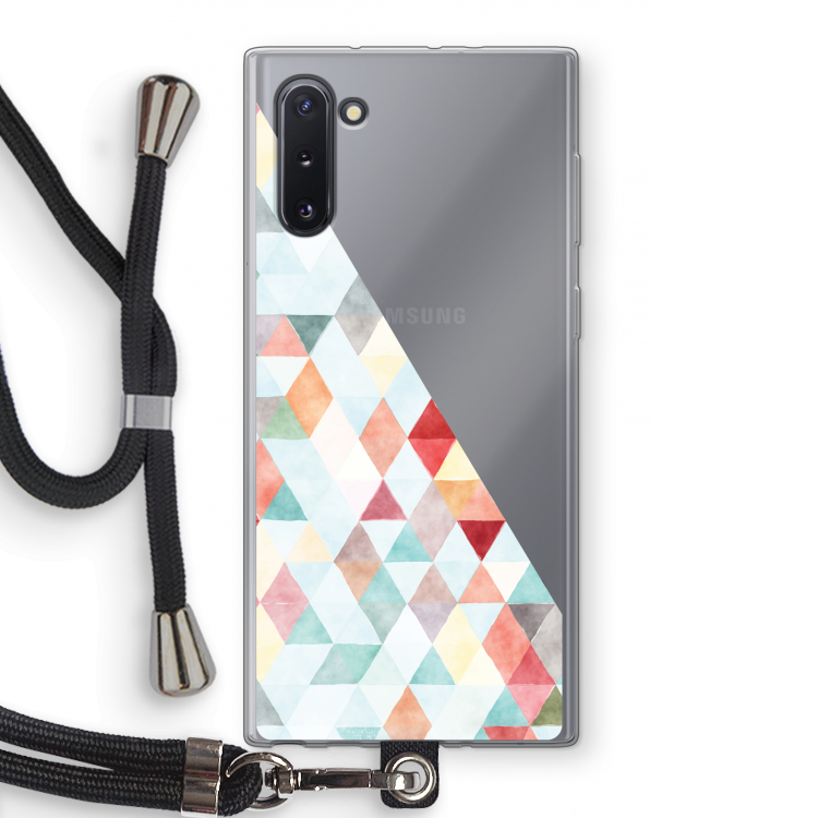 Gekleurde driehoekjes pastel: Samsung Galaxy Note 10 Transparant Hoesje met koord
