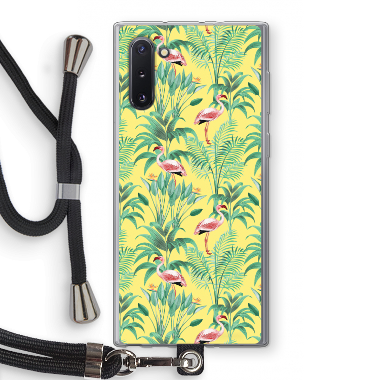 Flamingo party: Samsung Galaxy Note 10 Transparant Hoesje met koord