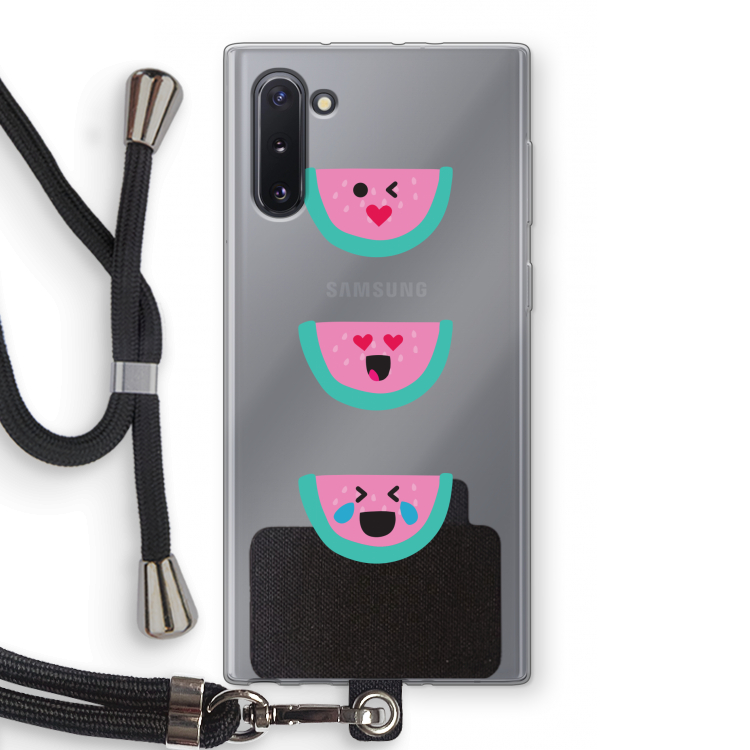 Smiley watermeloen: Samsung Galaxy Note 10 Transparant Hoesje met koord
