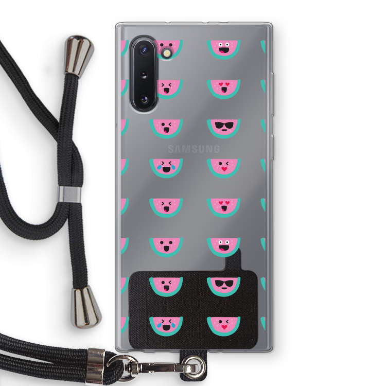 Smiley watermeloenprint: Samsung Galaxy Note 10 Transparant Hoesje met koord