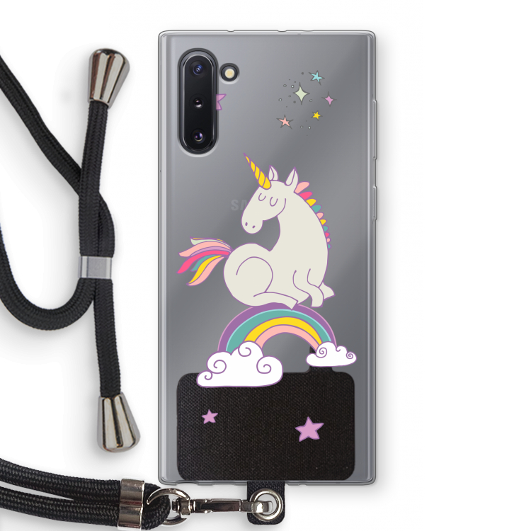 Regenboog eenhoorn: Samsung Galaxy Note 10 Transparant Hoesje met koord