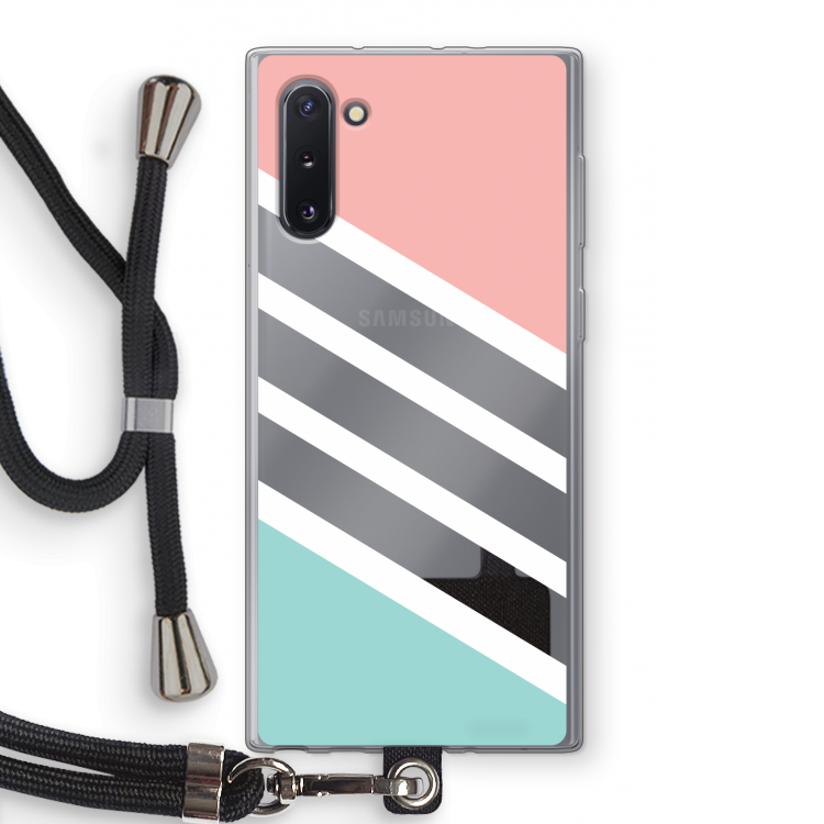 Strepen pastel: Samsung Galaxy Note 10 Transparant Hoesje met koord