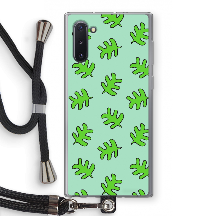 Groene blaadjes: Samsung Galaxy Note 10 Transparant Hoesje met koord