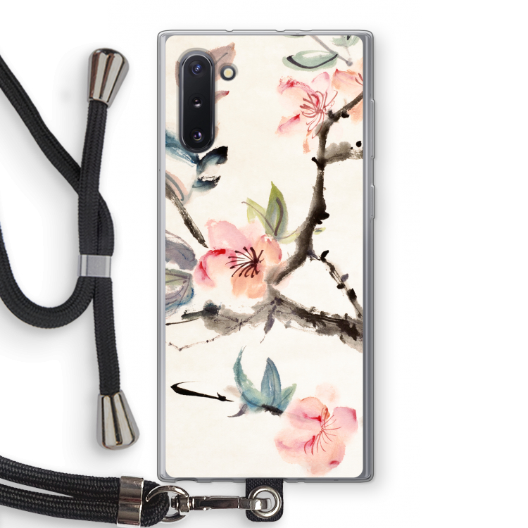 Japanse bloemen: Samsung Galaxy Note 10 Transparant Hoesje met koord