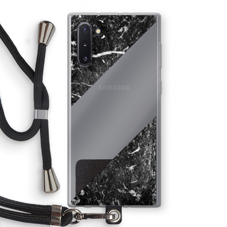 Zwart marmer: Samsung Galaxy Note 10 Transparant Hoesje met koord