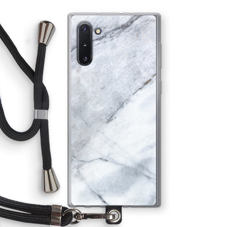 Witte marmer: Samsung Galaxy Note 10 Transparant Hoesje met koord