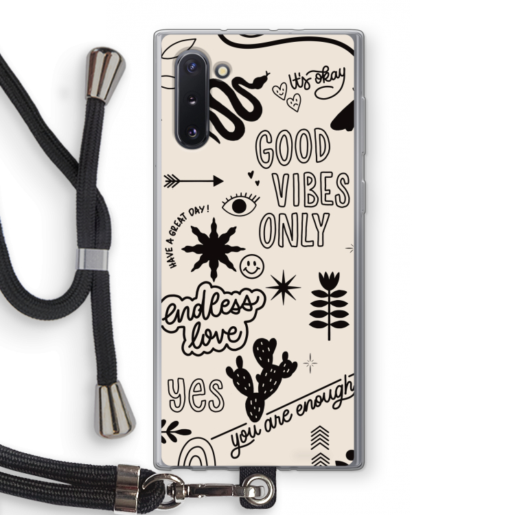 Good vibes: Samsung Galaxy Note 10 Transparant Hoesje met koord