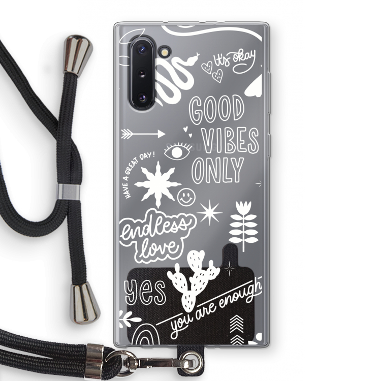 Good vibes: Samsung Galaxy Note 10 Transparant Hoesje met koord