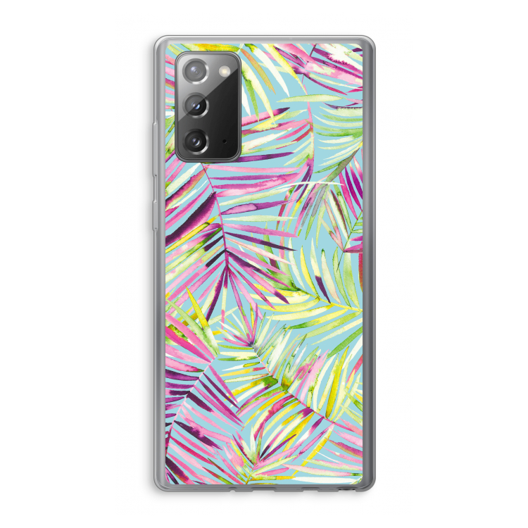Tropical Palms Blue: Samsung Galaxy Note 20 / Note 20 5G Transparant Hoesje