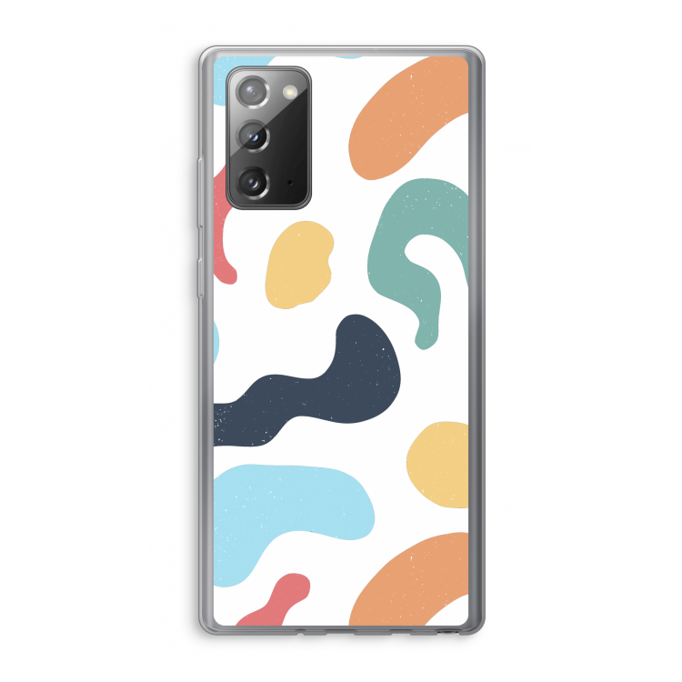 Memphis Shapes Blue: Samsung Galaxy Note 20 / Note 20 5G Transparant Hoesje