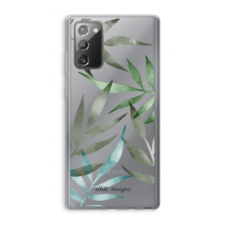 Tropical watercolor leaves: Samsung Galaxy Note 20 / Note 20 5G Transparant Hoesje