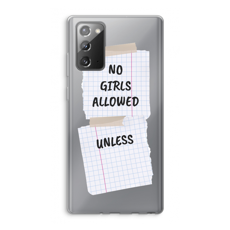 No Girls Allowed Unless: Samsung Galaxy Note 20 / Note 20 5G Transparant Hoesje