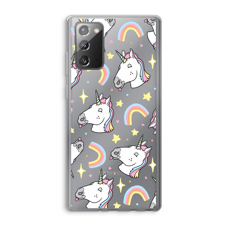 Rainbow Unicorn: Samsung Galaxy Note 20 / Note 20 5G Transparant Hoesje