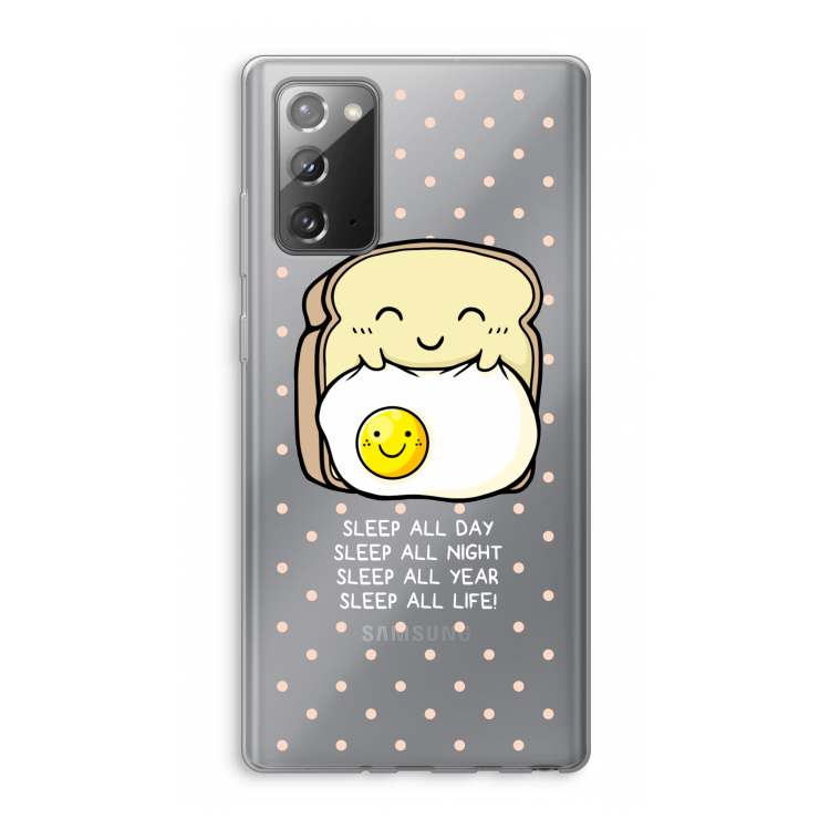 Sleep All Day: Samsung Galaxy Note 20 / Note 20 5G Transparant Hoesje