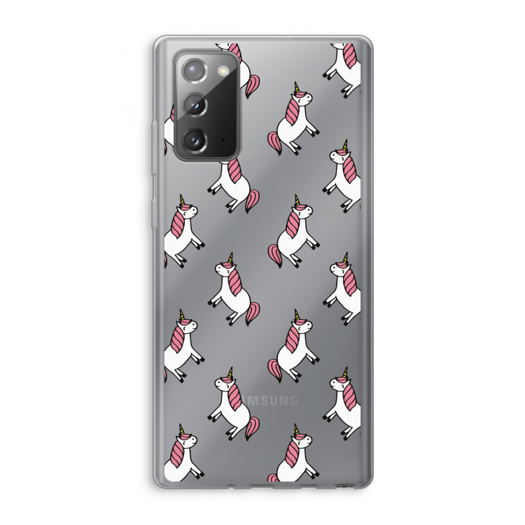 Eenhoorns overal: Samsung Galaxy Note 20 / Note 20 5G Transparant Hoesje