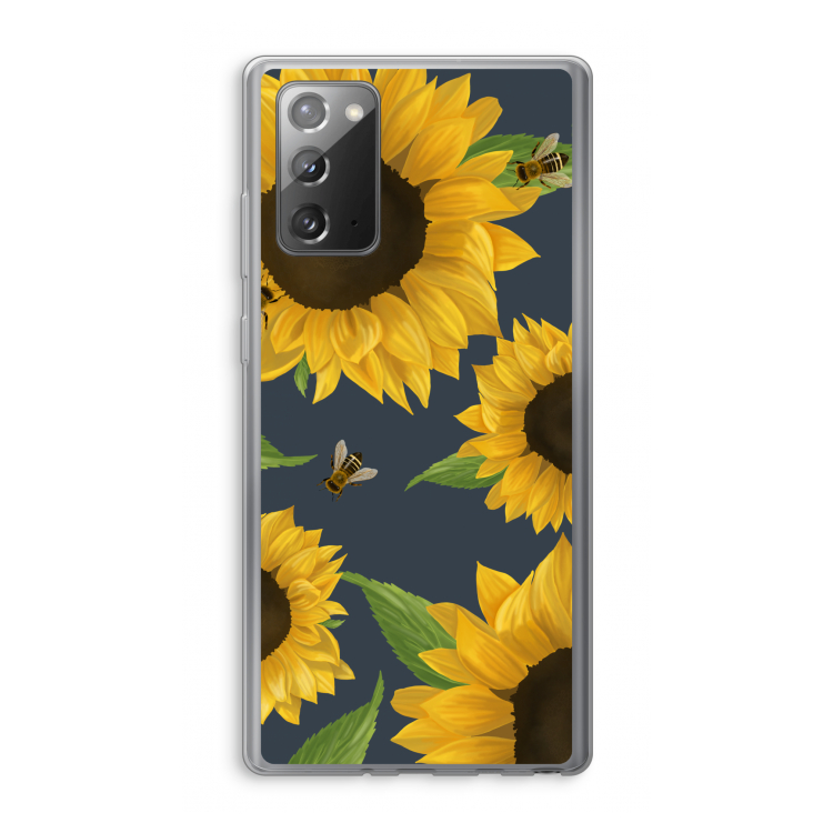 Sunflower and bees: Samsung Galaxy Note 20 / Note 20 5G Transparant Hoesje