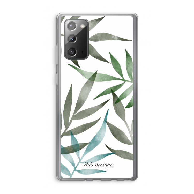 Tropical watercolor leaves: Samsung Galaxy Note 20 / Note 20 5G Transparant Hoesje