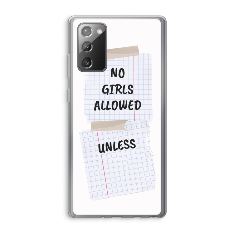 No Girls Allowed Unless: Samsung Galaxy Note 20 / Note 20 5G Transparant Hoesje