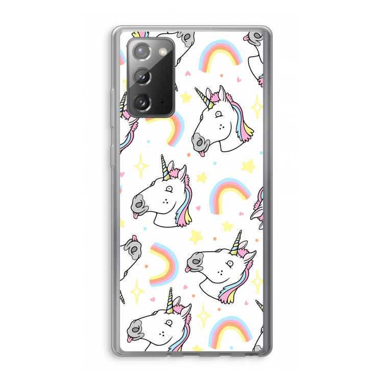 Rainbow Unicorn: Samsung Galaxy Note 20 / Note 20 5G Transparant Hoesje