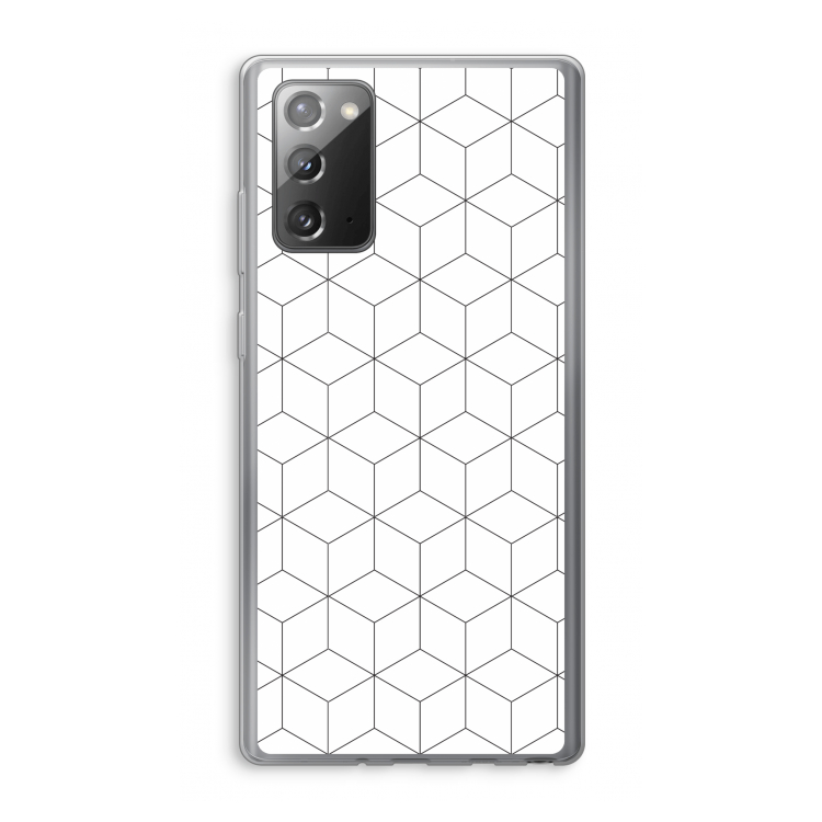 Zwart-witte kubussen: Samsung Galaxy Note 20 / Note 20 5G Transparant Hoesje