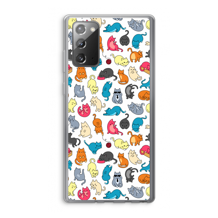 Kleurrijke katten: Samsung Galaxy Note 20 / Note 20 5G Transparant Hoesje