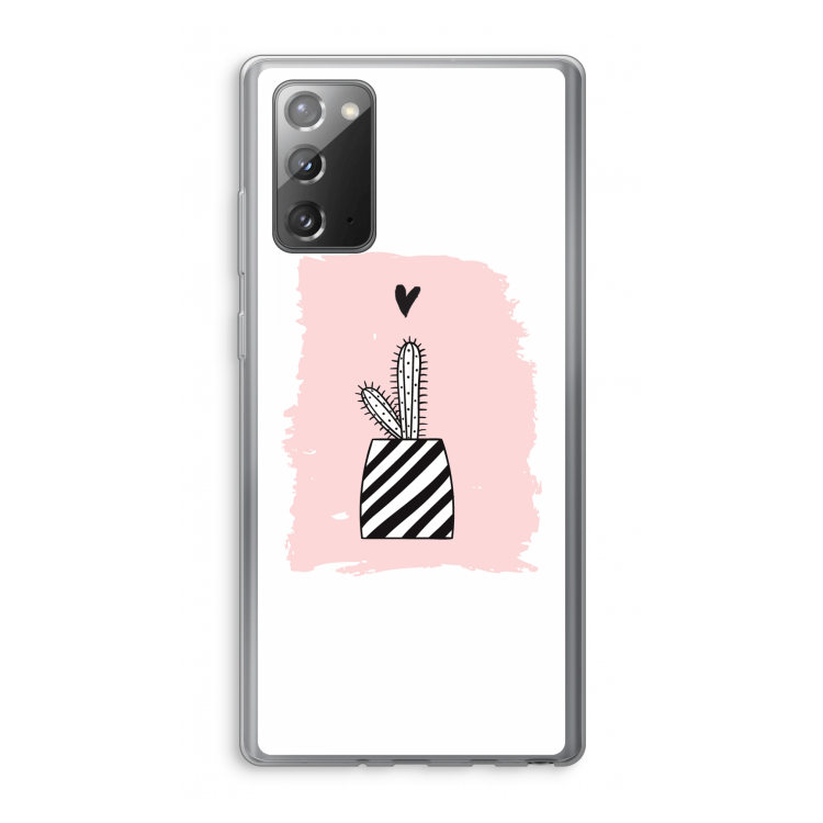 Zwart-wit cactus: Samsung Galaxy Note 20 / Note 20 5G Transparant Hoesje