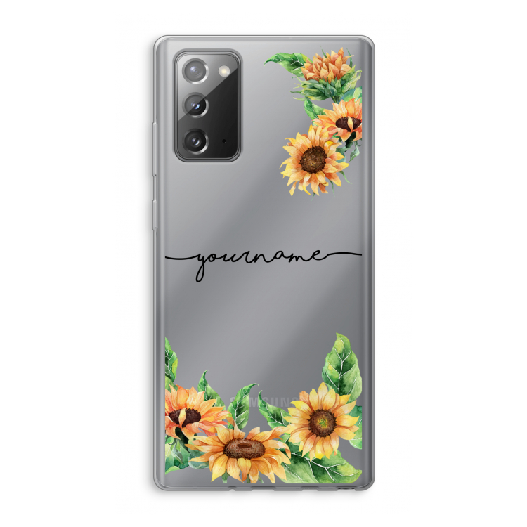 Zonnebloemen: Samsung Galaxy Note 20 / Note 20 5G Transparant Hoesje