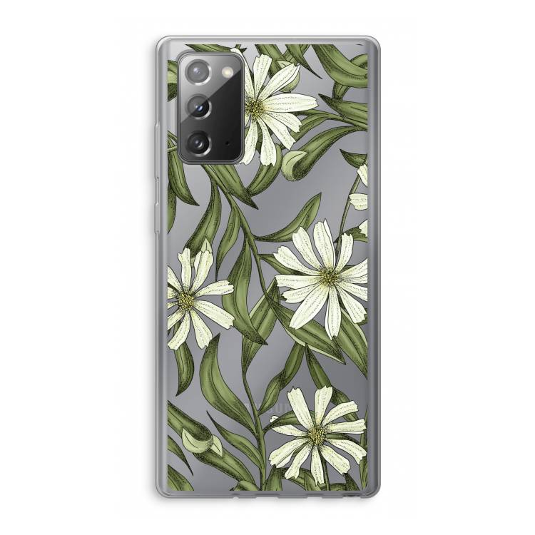 Wit bloemenpatroon: Samsung Galaxy Note 20 / Note 20 5G Transparant Hoesje