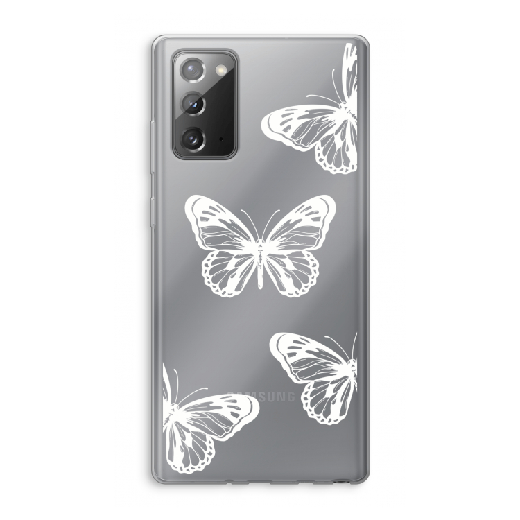 White butterfly: Samsung Galaxy Note 20 / Note 20 5G Transparant Hoesje