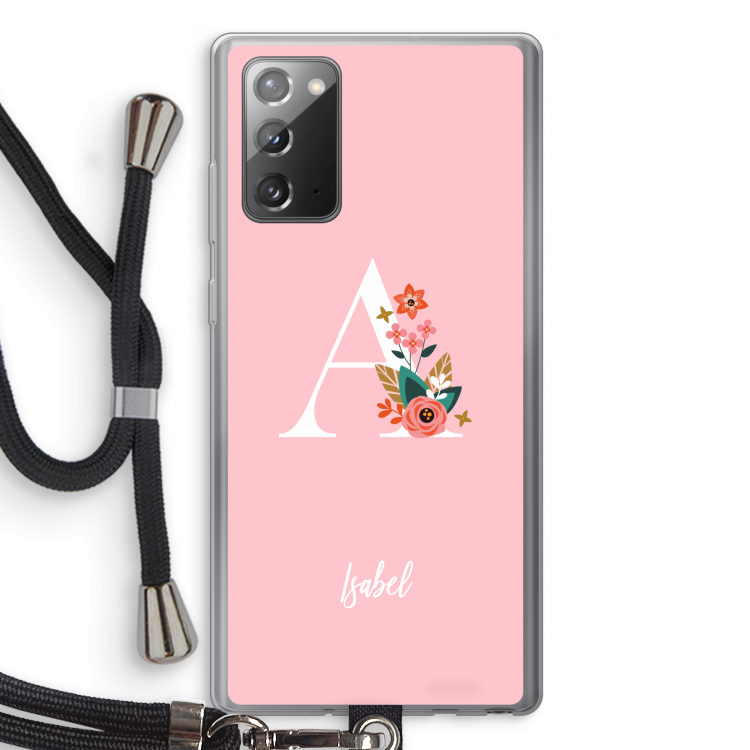 Pink Bouquet: Samsung Galaxy Note 20 / Note 20 5G Transparant Hoesje met koord