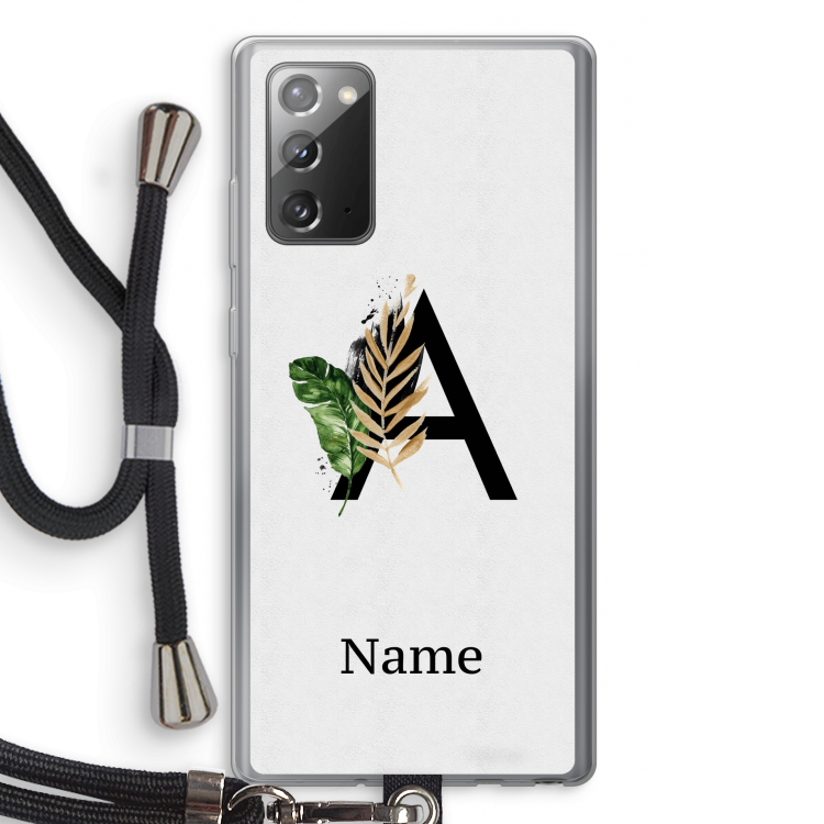 Charcoal Flora: Samsung Galaxy Note 20 / Note 20 5G Transparant Hoesje met koord