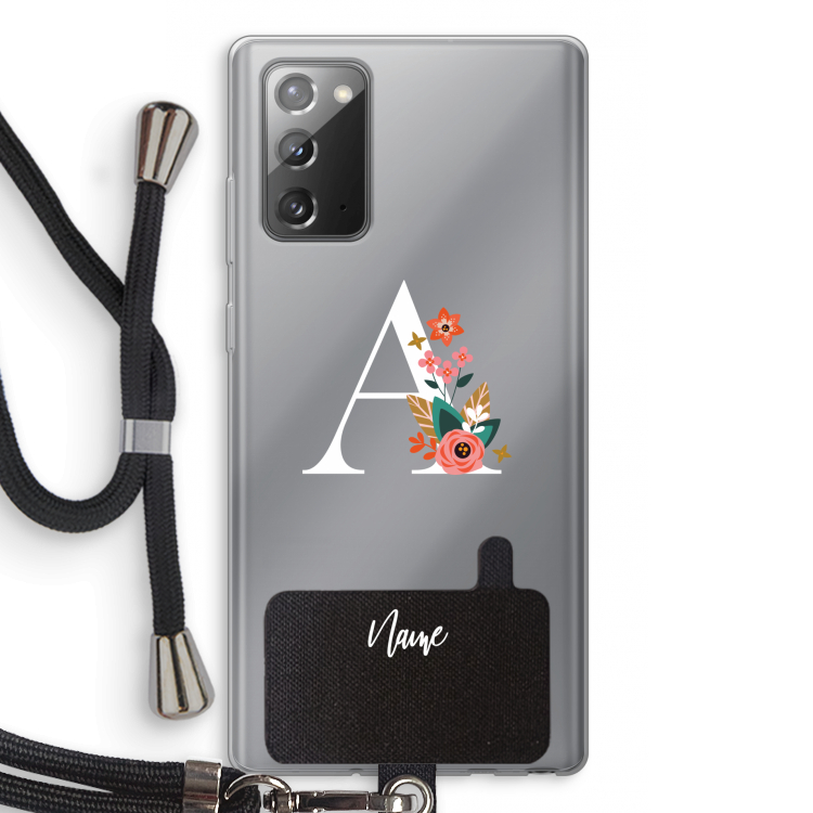 Pink Bouquet: Samsung Galaxy Note 20 / Note 20 5G Transparant Hoesje met koord