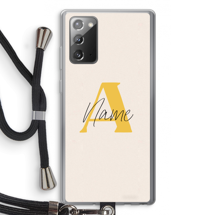 Amber Script: Samsung Galaxy Note 20 / Note 20 5G Transparant Hoesje met koord