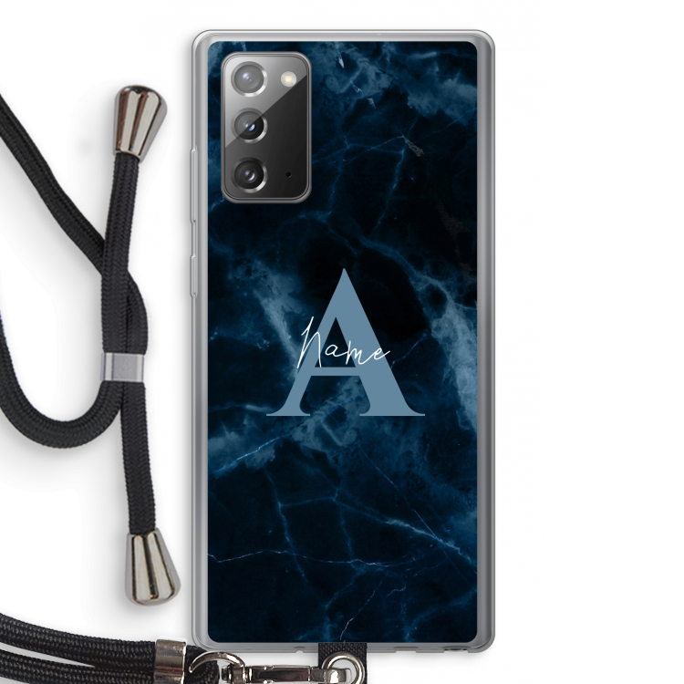 Midnight Marble: Samsung Galaxy Note 20 / Note 20 5G Transparant Hoesje met koord