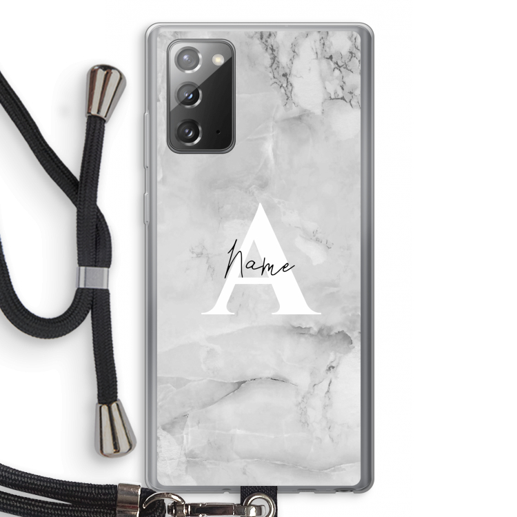 Ivory Marble: Samsung Galaxy Note 20 / Note 20 5G Transparant Hoesje met koord
