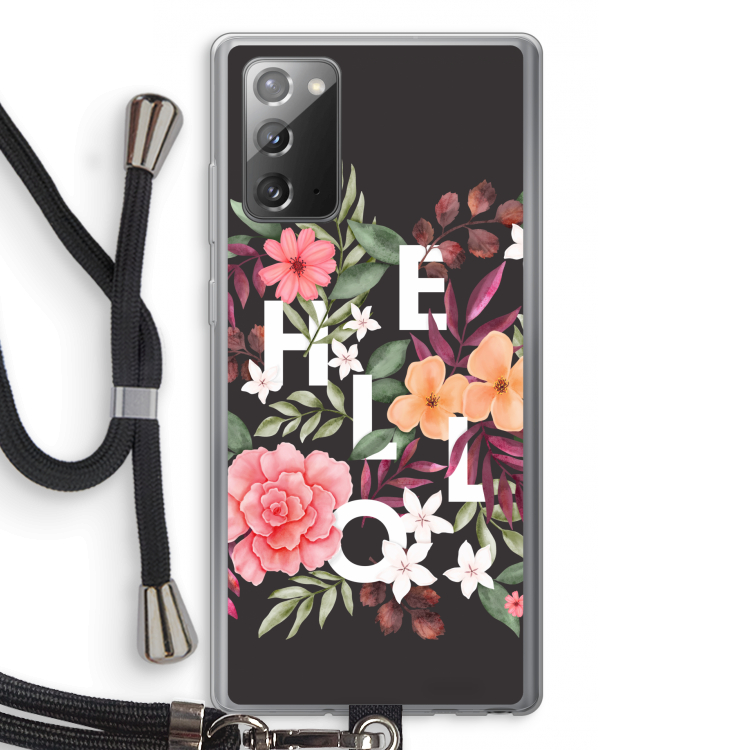 Hello in flowers: Samsung Galaxy Note 20 / Note 20 5G Transparant Hoesje met koord