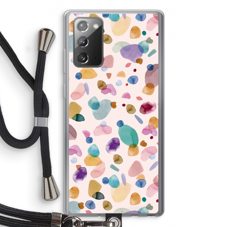 Terrazzo Memphis Pink: Samsung Galaxy Note 20 / Note 20 5G Transparant Hoesje met koord