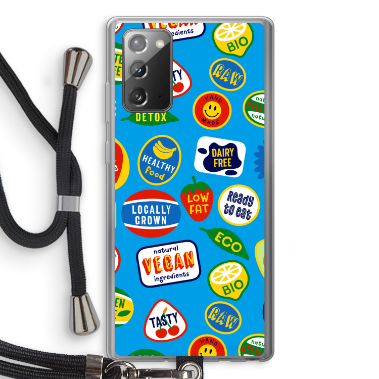 Fruitsticker: Samsung Galaxy Note 20 / Note 20 5G Transparant Hoesje met koord